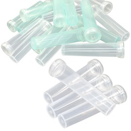 Unlorspy 50Pcs Plastic Stem Water Tubes, Clear Flower Vials with Soft Rubber Lids, 2.8 Inches Rose Water Tubes for Fresh Arrangement(Clear+Green)