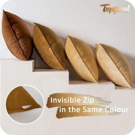 Topfinel Cushion Cover 50 x 50 cm, Brown, Set of 4, Velvet Cushion Covers Decorative Cushion Cover for Sofa, Bedroom, Living Room, Balcony, Children, Fluffy, Colour Gradient
