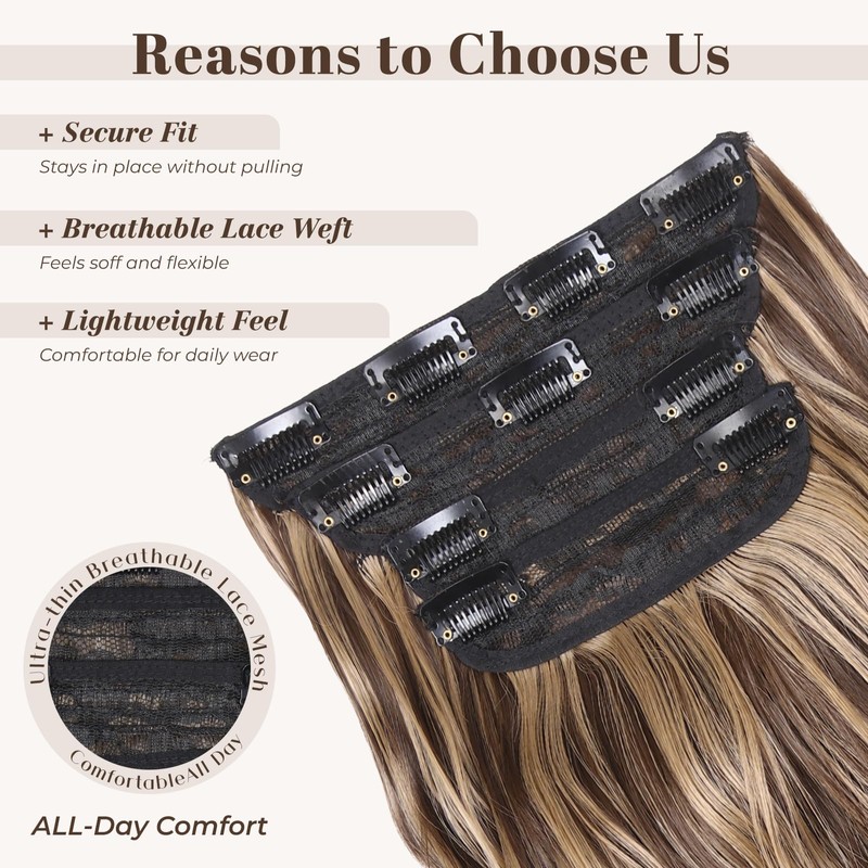 20 Inch Clip in Hair Extensions,Long Wavy Synthetic Hair for