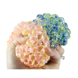 Curious Minds Busy Bags 2 Confetti Gel Filled Mesh Net Blob Ball - Squish - Sensory, Fidget Toy- Gooey Squish OT