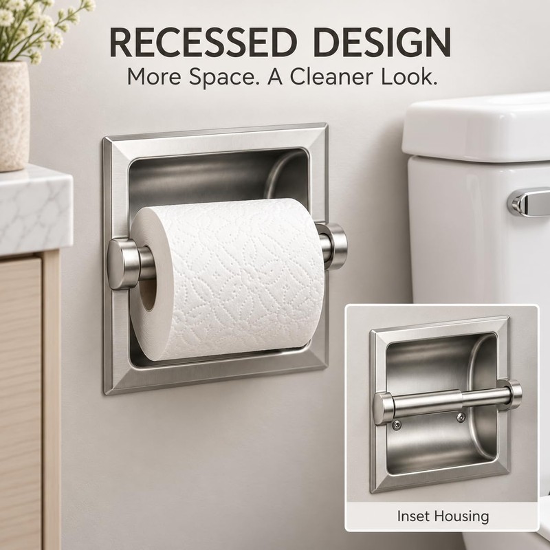 LSWYYP Recessed Toilet Paper Holder for Bathroom,6.1 Inches Stainless Steel