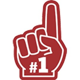 Number 1 Sports Fan Foam Finger First Place Best Team College High School Cartoon Vinyl Sticker (2" Tall)