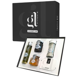 Gourmet Truffle Box Set, "Selection" With Recipes Book Gift Set - Extra Virgin Olive Oil & Black Truffle (with Truffle Slice), Premium Truffle Sauce 5%, Truffle Honey, Black Truffle Salt - Italian Gifts. GL Truffle Gourmet Line