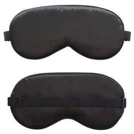 Generic Black Silk Eye Mask | Sleep Eyeshade | Blackout Eye Cover | Elastic Expander Eye Shade