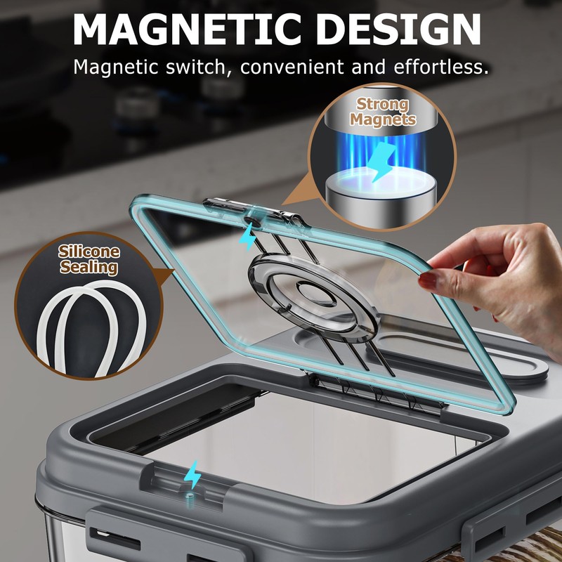 Olimingse Bread Box, 10L Gray Airtight Braed Storage Container, Bread