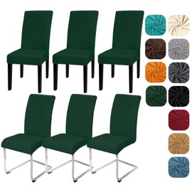 Yugarlibi Dining Chair Covers Set of 6 Stretch Chair Slipcovers Swing Chair Elastic Removable Dining Room Chair Covers Reusable Washable Chair Protector for Hotel Banquet Ceremony (Green, 6 pcs)