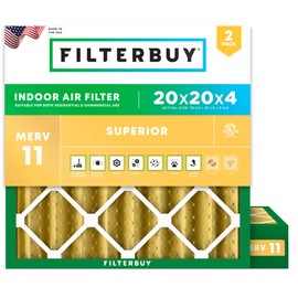 Filterbuy 20x20x4 Air Filter MERV 11 Allergen Defense (2-Pack), Pleated HVAC AC Furnace Air Filters Replacement (Actual Size: 19.50 x 19.50 x 3.63 Inches)