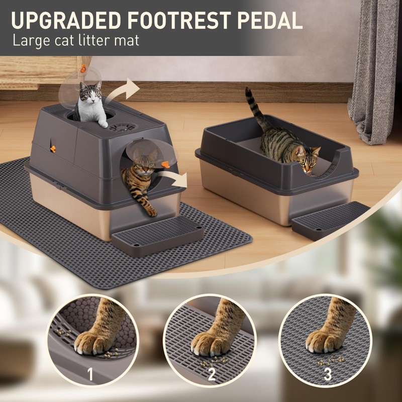 Citylife Stainless Steel Litter Box with Lid XL Large Enclosed