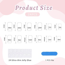 Goiern 24pcs French Tip Press On Nails Short Square Fake Nails Short Black Acrylic Nails with White Heart Design Stick to Nails Artificial Full CEver High Gloss Glue