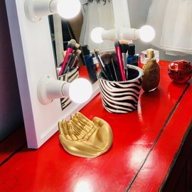 Beavorty Vanity Tray Resin Buddha Hand Jewelry Dish Trinket Rings Holder Jewelry Ring Tray Key Trinket Plate Bowl Jewelry Organizer for Women Girls Mom Brithday Gift Golden Hand Jewelry Holder