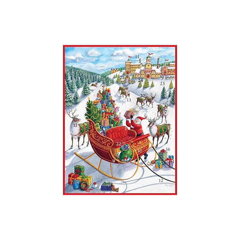 Caspari Santa’s Sleigh by Ingrid Slyder Advent Calendar 1.5 x