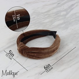 Velvet Knotted Headbands for Women (Light Brown)