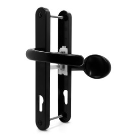 TSS UPVC Door Handle Set- Lever Moveable Pad - 92mm / 62mm PZ (Centres) - 215mm Screw to Screw - Backplate 246mm X 32mm - Replacement UPVC Door Handles - PVC Door Handle (Black)