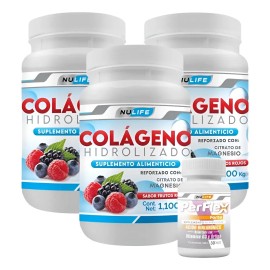 Nulife - Pack 3 Colageno Frutos Rojos, 1.1 Kg Y Perflex