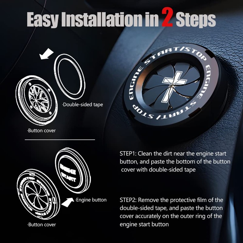 Tybasthe Tybasthe Rotary Push Start Button Cover, Cross Car Accessories