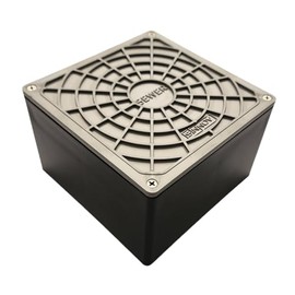 USA Made - Sinnov Pro Metal Lid Outdoor Floor Drain Cleanout, 3 or 4 Inch PVC Hub Connection Works for Pavers, Pool Decks, Walkways, Hotels & Backyards (Metal Lid Silver/Grey)