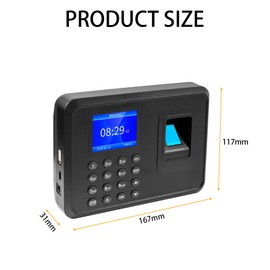 FTGear Office Fingerprint Time Clock, Fingerprint Attendance Machine Supports Multi-Language and Data Transfer, Quick and Accurate Time Punch Clocks for Employees Small Business, Black