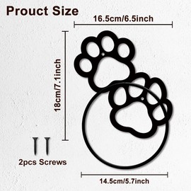MAYJOYDIY Paw Print Metal Towel Ring Cute Cat Paw Print Towel Holder Dog Claw Pattern Towel Ring Black Art Towel Rack Wall Mounted for Bathroom Kitchen Towel Hanger Home Decors Gift