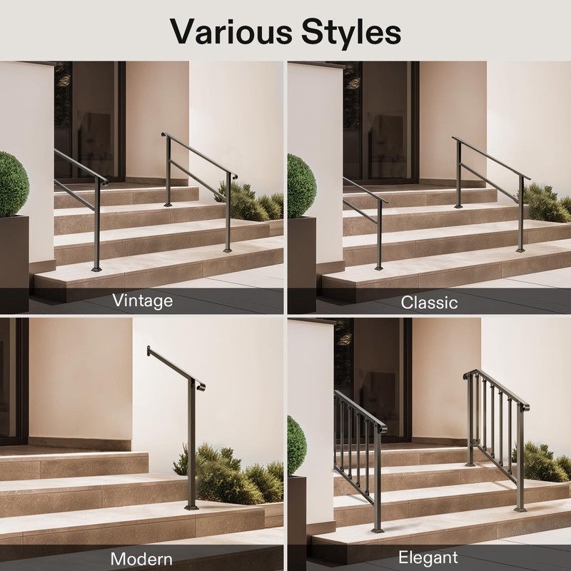 VIVOSUN Outdoor Handrail, 5 Step Stair Handrai, 69" x 36"