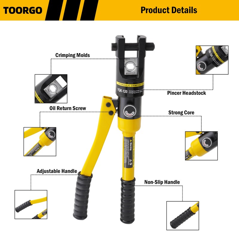 Cable Lug Crimping Tool, 8 AWG to 250 MCM Hydraulic