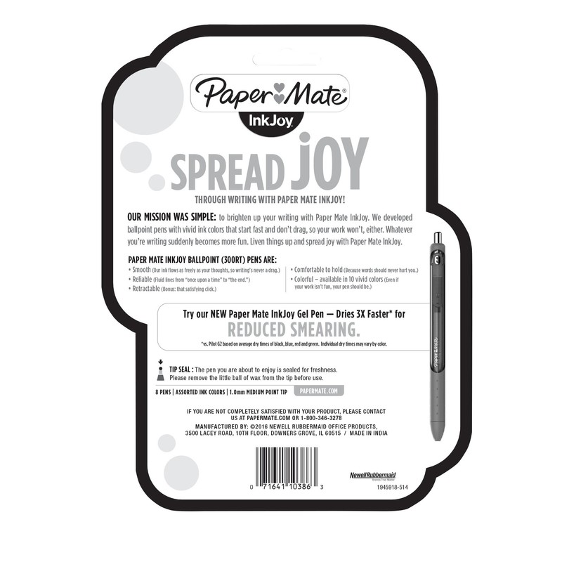 Paper Mate InkJoy 300RT Retractable Ballpoint Pens, Medium Point, Black/Red/Blue