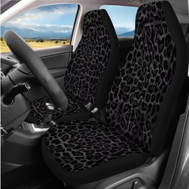 DBBXHZJY 14 Pack Black Leopard Print Car Seat Covers Auto Cheetah Steering Wheel Cover Armrest Cushion Head Rest Protector Seat Belt Covers with Keychain,Unverisal Fit Accessories Cars SUV Turcks