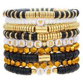 Game Day Bracelets for Women Football Party Favors Bracelets Heishi Clay Beaded
