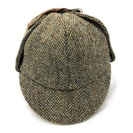 Clans Of Scotland - Deerstalker Hat – Scottish Traditional - Harris Tweed - Two Peaks and Ear Flaps - Autumn Spring Winter Green Fleck- Single Piece (XX-Large)