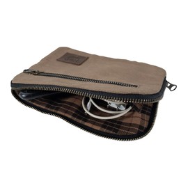 Hide & Drink, Zipper Gear Pouch, Camping Bag, Travel Accessory, Multi-Purpose Bag, Waxed Canvas and Full Grain Leather, Fatigue