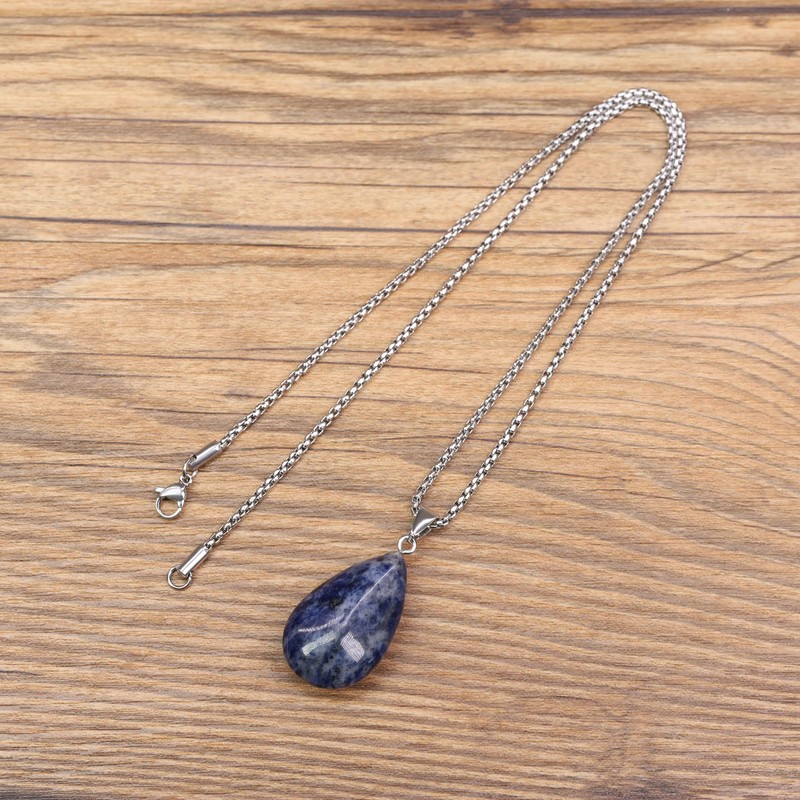 COAI Collar con colgante de piedra de ágata ovalada de