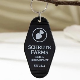 Schrute Farms Bed and Breakfast The Office Motel Hotel Key Chain Tag Dwight