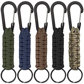 SENHAI 5 Piezas llaveros de Paracord con mosquetón, Clip de Gancho de Anillo de cordón Trenzado para Llaves Cuchillo Linterna al Aire Libre Camping - 5 Colores