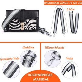 Verstellbarer Schultergurt, Taschengurt Breit 3.8cm, Schulterriemen für Damen und Herren, Taschenriemen mit Karabiner，DIY Taschengurt Streifen für Handtasche Crossbody Tasche (Schwarz)