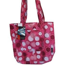 TRIPLEGEAR Pink Tote Bag Handbag Purse Circles Diaper Carry All Shopper Beach Gym Hobo