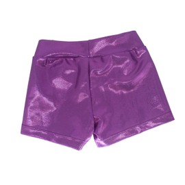 Girls Dance Short Gymnastics Athletic Shorts Sparkle Glitter Tumbling Bottoms, Purple, 9-10 Years