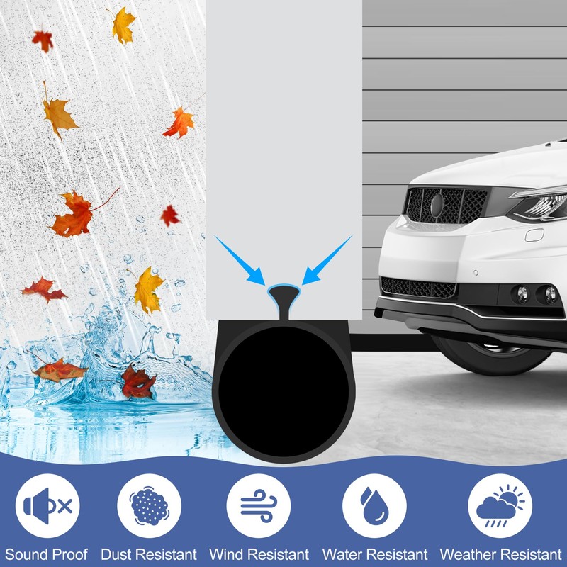 MYFAMIREA 16.5FT Garage Door Seals Bottom Rubber, 0.2" Triangle Weather