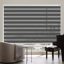 ZOKSUN Cordless Zebra Blinds for Windows, 24" W x 72" H Living Room Zebra Roller Shades Blinds for Windows, Sheer or Privacy Light Control, Day and Night Window Shades for Home, Office, Grey