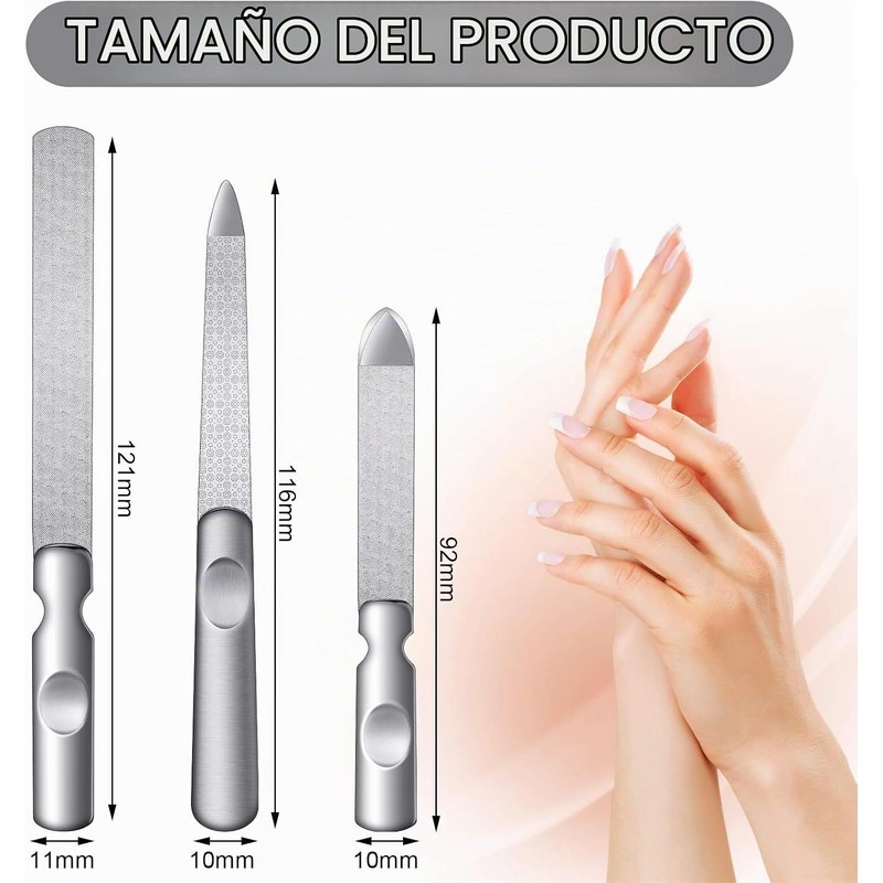 Lima de uñas de acero inoxidable Mudder HG90 con funda