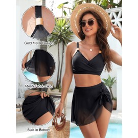 Blooming Jelly Womens High Waisted Bikini Sets 2 Piece Tummy Control Swimsuits Modest Cute 2025 Bathing Suit (XL, Black)