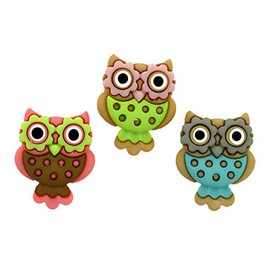 Jesse James Dress It Up Buttons - Pack of 3 "Retro Owls"