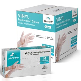 AroPaw Vinyl Gloves 4 Mil Thick Latex Free Powder Free Glove 10 Boxes of 100 (Medium)