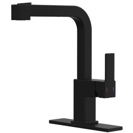 APPASO Black Square Kitchen Faucet, 20 Inch Pull Down Kitchen Faucets with Sprayer, Stainless Steel Sink Faucet, Single Handle Matte Black Kitchen Faucet for Sink, with Square Deck Plate