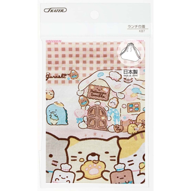 Skater KB7-A Children's Lunch Bag, Drawstring Bag, Sumikko Gurashi, Candy