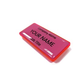 ID Name Badge Gel Domed Pink 76 x 32mm Bespoke Name Badge.