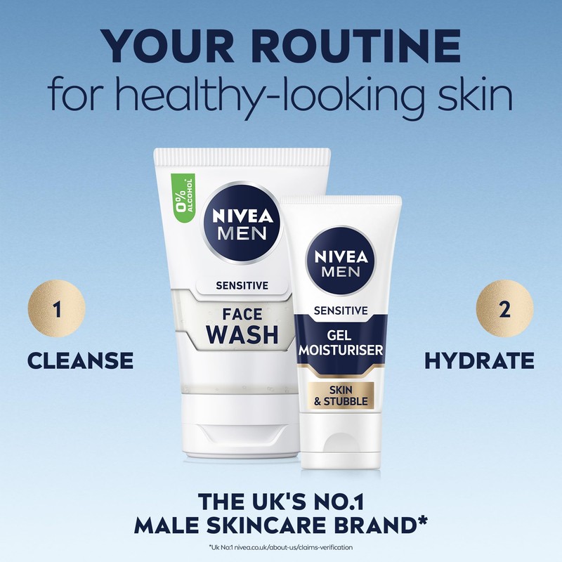 NIVEA MEN Sensitive Skin & Stubble Gel Moisturiser (50ml), Men's