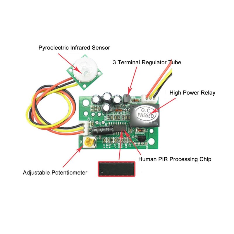 Zerodis Human Motion Detection Switch DC 12V PIR Motion Sensor