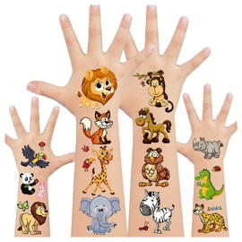 Acevegue Kids Tattoos, 110pcs Animals Tattoo Stickers for Jungle Theme Party Decorations Supplies, Tropical Safari Animal Party Bag Fillers for Kids Games Prizes Toys Gifts Favours