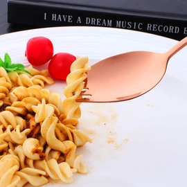 BISDARUN Spork Spork Titanium 18/10 Stainless Steel Sporks Long 21.3 cm (8.4 Inch) Pack of 6 Metal Fork Spoon Camping Cutlery for Fruit Salad Noodle Soup Rose Gold