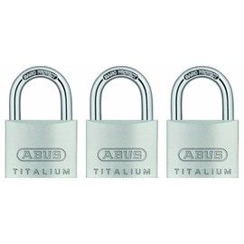 ABUS 64TI/40 Titalium Aluminum Alloy Padlock, Keyed Alike with Nano Protect Steel Shackle, Pack of 3