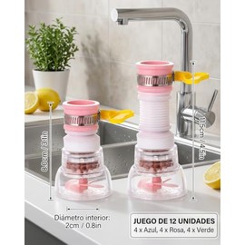 12 Piezas Aireador De Grifo, Filtro De Agua Para Grifo Regadera Para Fregadero De Cocina, Diseño Antisalpicaduras Con Rotación 360°, Ahorro De Agua Pa